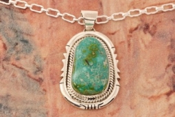 Native American Jewelry Sonoran Turquoise Sterling Silver Pendant